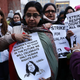 A group of women attend a rally and march in Washington Square Park for international Women’s Day on March 8, 2018 in New York City.